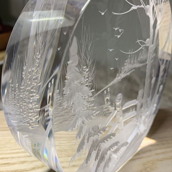 Vintage 1999 Lucite Outdoor Scene Reverse Carved Sculpture by Frank Albrecht FRA - Picture 15 of 17